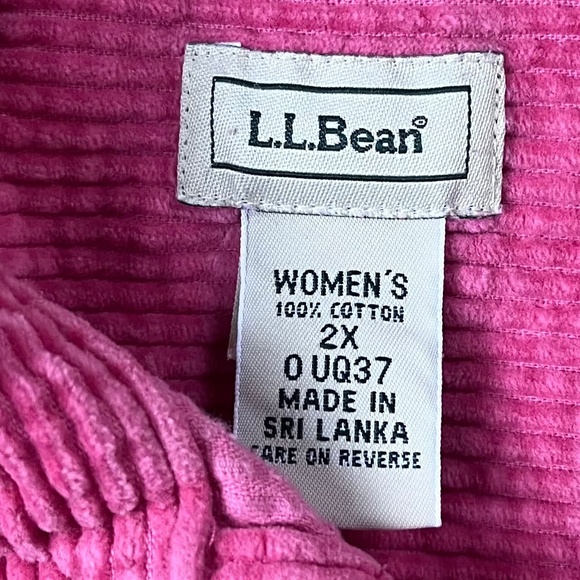 L.L. Bean pink corduroy wide wale shirt jacket shacket size 2X - Picture 3 of 7